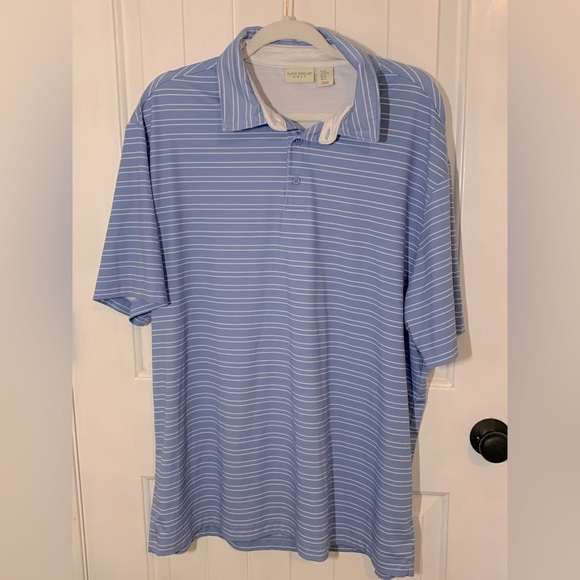 5/$25 Item Rorie Whelan Golf Shirt Blue W/White Stripes - Picture 1 of 4
